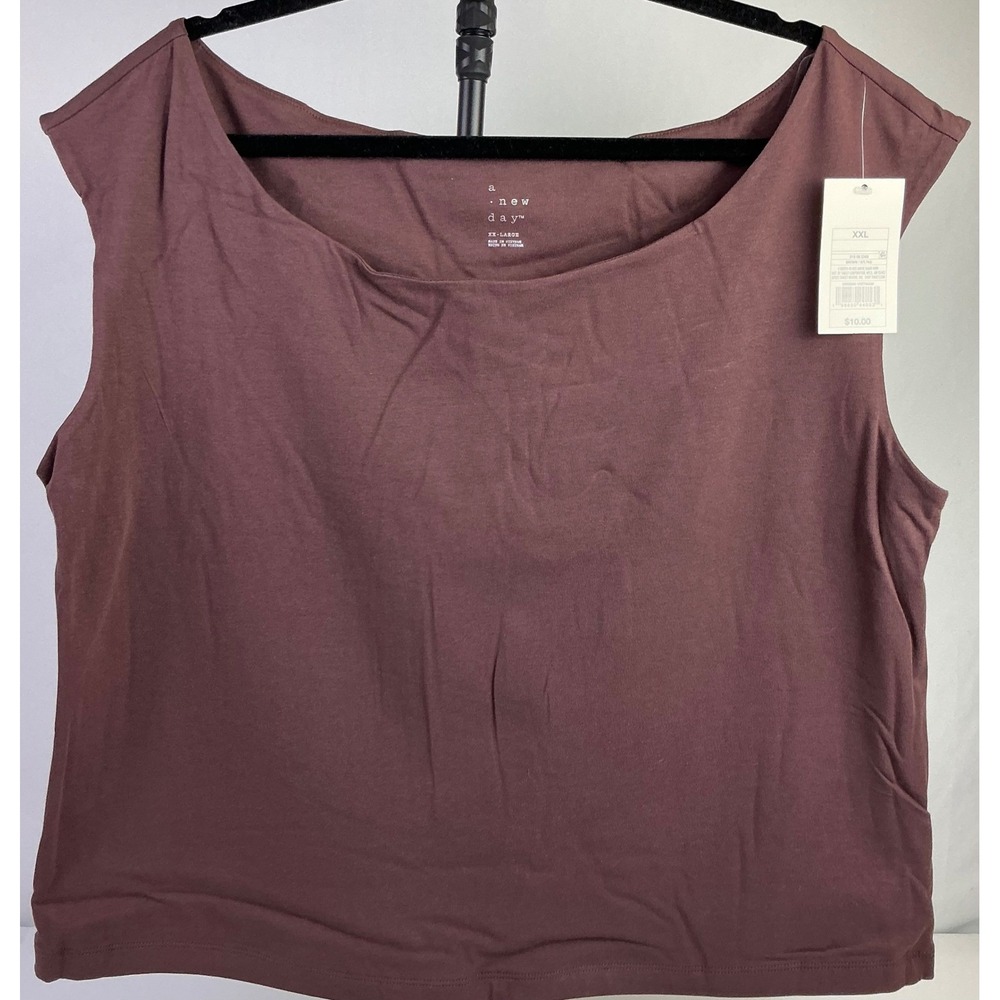 NWT A New Day Womens Top XXL Sleeveless Brown Stretch Tank Top Thicker‎ Material